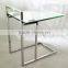 Modern style stainless steel coffee side table sofa side table with tempered glass top square end table