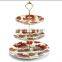 High quality white porcelain 3 tiers flat cake plate homewares