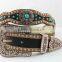 2016 New Design Best Seller Western Cowgirl Rhinestone Leather Belt With Turquoise Concho