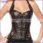 Brown Steampunk Overbust Front Zipper Closure Halterneck 14 Steel Boned Elegant Corset Tops