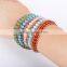 the sea blue pink crystal bracelet fashion Agate beads charm bracelet women jewelry 5 coil winding leather bracelet bangles