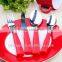 Red Plastic Handle Restaurant Cutlery