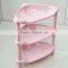 Hot selling Desktop three layer triangular rack/ plastic kitchen bathroom rack storage rack
