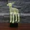 3D Optical Night Light Deer 7 RGB Light Colors 10 LEDs AA Battery or DC 5V Mixed Lot