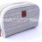 Bigger size fabric cosmetic bag metal openning debossed customed logo