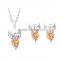 Animal Jewelry Sets Owl Shape Crystal Pendant Necklace Earring Stud Jewelry Sets