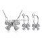 new arrival party girl austrian crystal sugar bowknot pendant necklace round hoop earrings sets