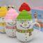 New products 2016 novelty for christmas of Hand Painted Ceramic Travel Mug ,ceramic snowman cup with vary colour