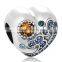 X372 Promotion Sterling Silver 925 Love Bead, Enamel Heart Paved Diamond Charms