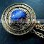 vintage bronze round engraved victorian blue cabochon chain fashion collar brooch jewelry 6520002