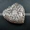 57mm big filigree heart shape vintage style antiqued silver flower photo locket DIY pendant charm jewelry supplies 1133002