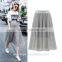 Women Fashion Lady Long Skirt Pleated Stylish Girl Skirt With Pearl Decoration