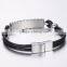 fashion jewelry Genuine Black Leather Braided Wristband Bracelet for men stainless steel clasps for bracelet