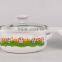 Cow Design 12/14/16CM Metalac Glass Lid Enamel Cookware Set With Decoration
