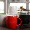 300ml Red ceramic mug with handle and logo printing meet safety dishwasher and microwave oven