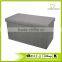 Grey Rectangle Polyester Linen Foldable Shoes Storage Ottoman