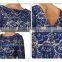 Five Quarter Blue Sleeve Lace Crochet Hem Dress lace material