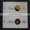 2017 Hot sale high quality gold stamping logo paper hang tags for garments