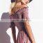 Lady's smocked dress with slit off the shoulder floral long maxi dresses