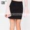 Side zipped embroidered black suede stretchy tight mini pencil skirt