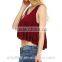 fashion ladies custom ruffle crop top plain