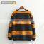 Cotton pullover sweatshirt with colorful stripes for women