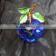 high quality quality crystal blue colour apple model for wedding gift
