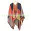 Plaid patterns scarf shawl lady fashion acrylic poncho shawl
