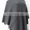 Wholesale Pink color 12gg plain knit cashmere v neck ponchos