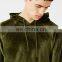 Mens double utility pouch pockets soft plush velour hoodie