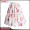 Women Latest Fashionable Floral Print Elegant Flaming-rose Pleated A-line Skirt