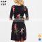 Oem women dresses 3/4 sleevefloral print girls autumn dress names with pictures