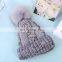 Women Winter Fashion Cable Knit Beanie Fur Hat On Sale