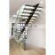 U shaped staircase metal frame glass railing mono single steel stringer stairs