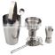 stainless Steel Barware Cocktail Shaker Set with Stylish Bamboo Stand Perfect Home Bartender Kit and Bar Tool