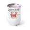 12oz Double Wall Stainless Steel Christmas Holiday Gift Insulated Wine Tumbler Mugs With Straw/Lid