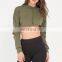 Custom 2022 New Ladies fitness Sportswear long sleeve cropped top hoodie
