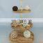 3 Tier Pastry Rustic Vintage Wood Retro Kitchen 3 Tier Tray Rack Farmhouse Distressed Style Round Wood Tray