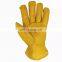 Gardening Climbing Camping Yellow Heat Resistant Safety Cowhide Driving Protective Leather Gloves For Working