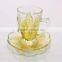 FDA approved flower sharp crystal glass cup set with handle