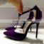 Catwalk Shoes Factory Wholesale Lady Dress Shoes Elegant Purple Color Pointed Toe Stiletto Patent Leather Women Shoes