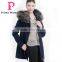 New Design Winter Women Medium Length Slim Fit Coat With Silver Fox Hat Overcoat