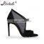OEM ODM genuine leather black eleglant design sexy custom made ladies sandals 2016