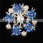 Factory wholesale fashion jewelry multifunctional flower rhinestone scarf clip brooch