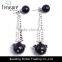 Hot jewelry store fish bone alloy black and white pearl dangle earrings jewelry for women