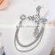 Alloy cz diamond crystal metal combination cross men wedding brooch