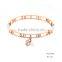 Newest Heart and Crystal Charm Rose Gold Stainless Steel Bangle