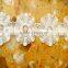 white flower design 100% brown polyster chemical lace trimming
