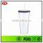 Eco 20 Oz Translucent insulated plastic tumbler bottle with straw