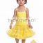 Summer fashion rosette pettidress fancy design and top quality birthday party dress for 0-3 years old baby girl